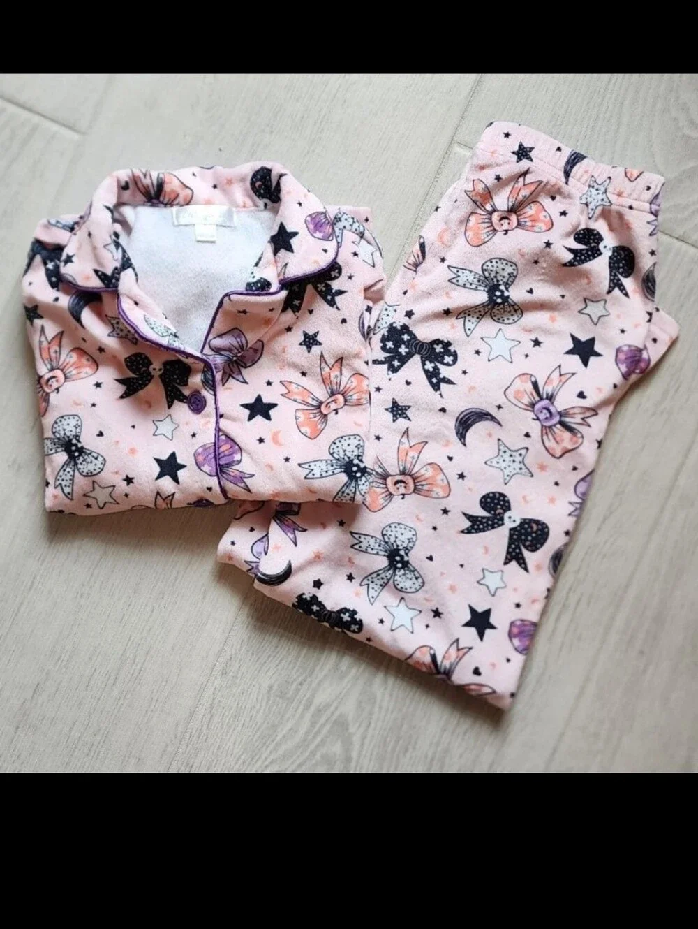 Kids Pink Bow Halloween Pajama Set